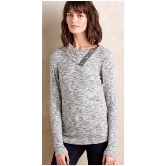 Anthropologie Sweaters - Long-Sleeve Ribbed Sweater Top, Gray, Anthro, M